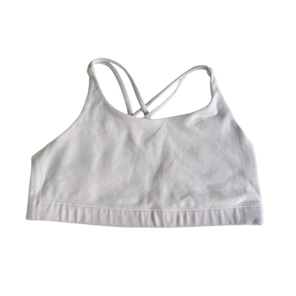 Athleta Girl Strappy Back Sports Bra Size 14 White Yoga Gym Activewear - Picture 2 of 5
